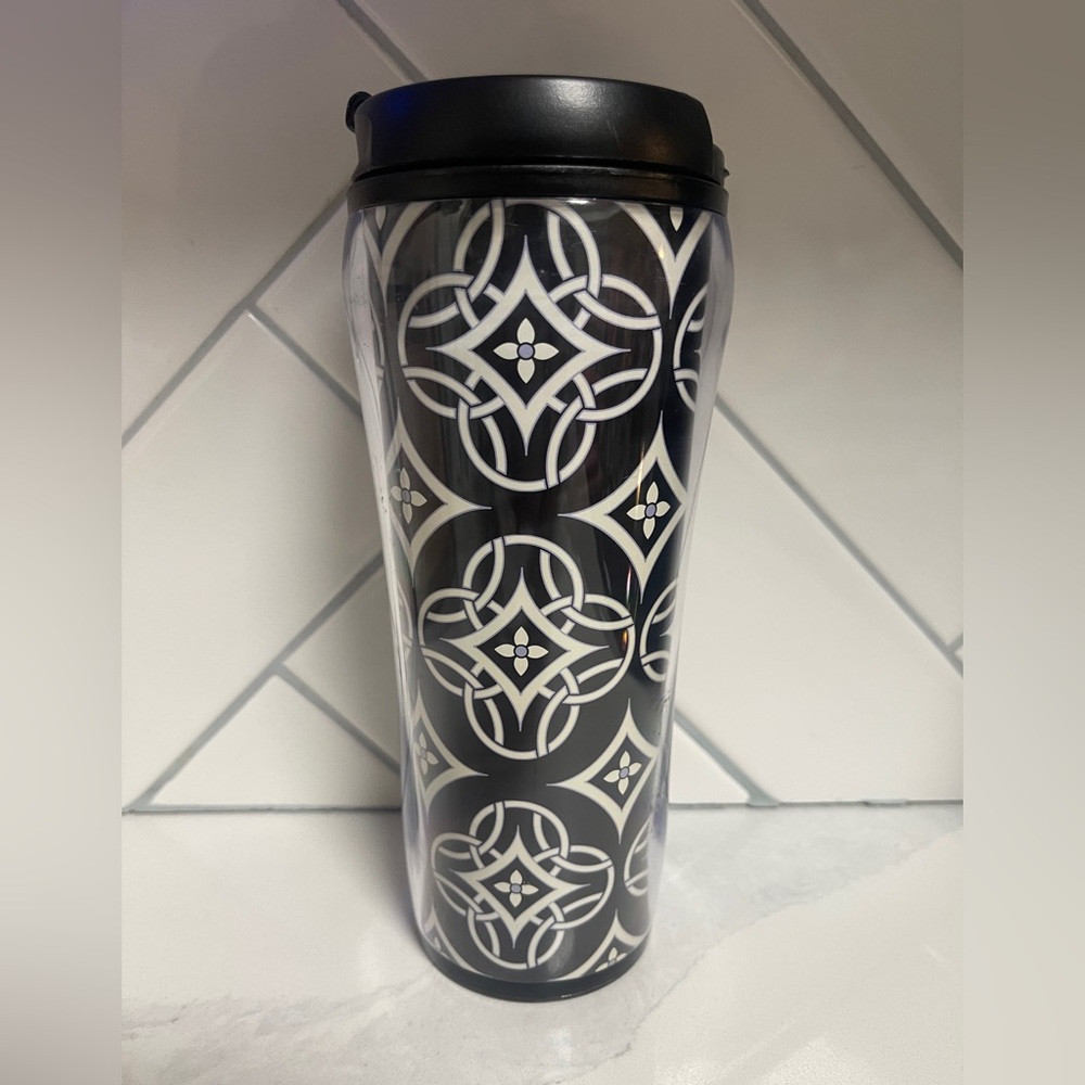 Vera Bradley and White Patterned Travel Mug